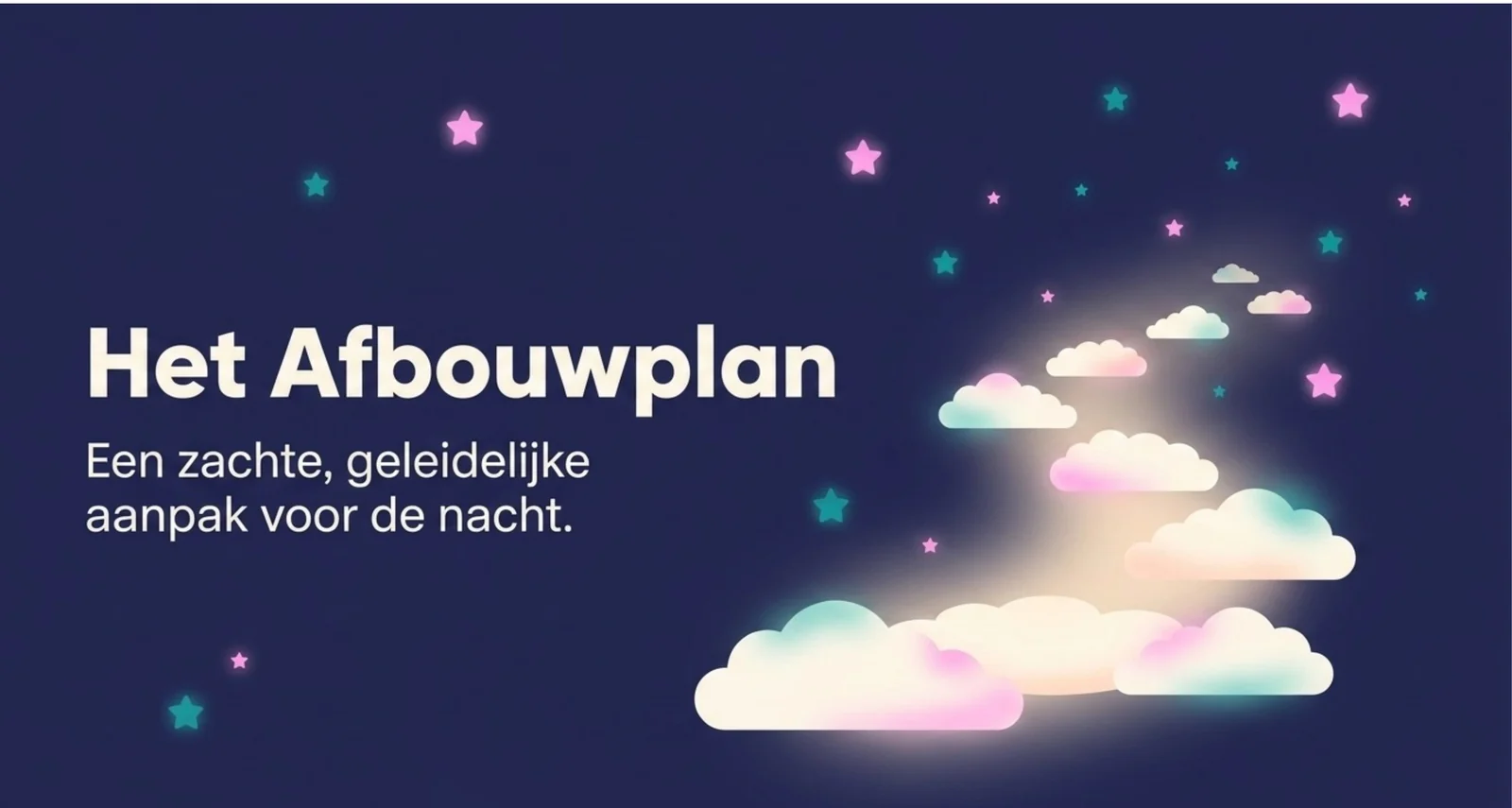 Slide uit de cursus met het afbouwplan voor nachtvoedingen: eerst een droomvoeding voor middernacht, dan elke volgende voeding geleidelijk kleiner, en tot slot alleen nog troosten.