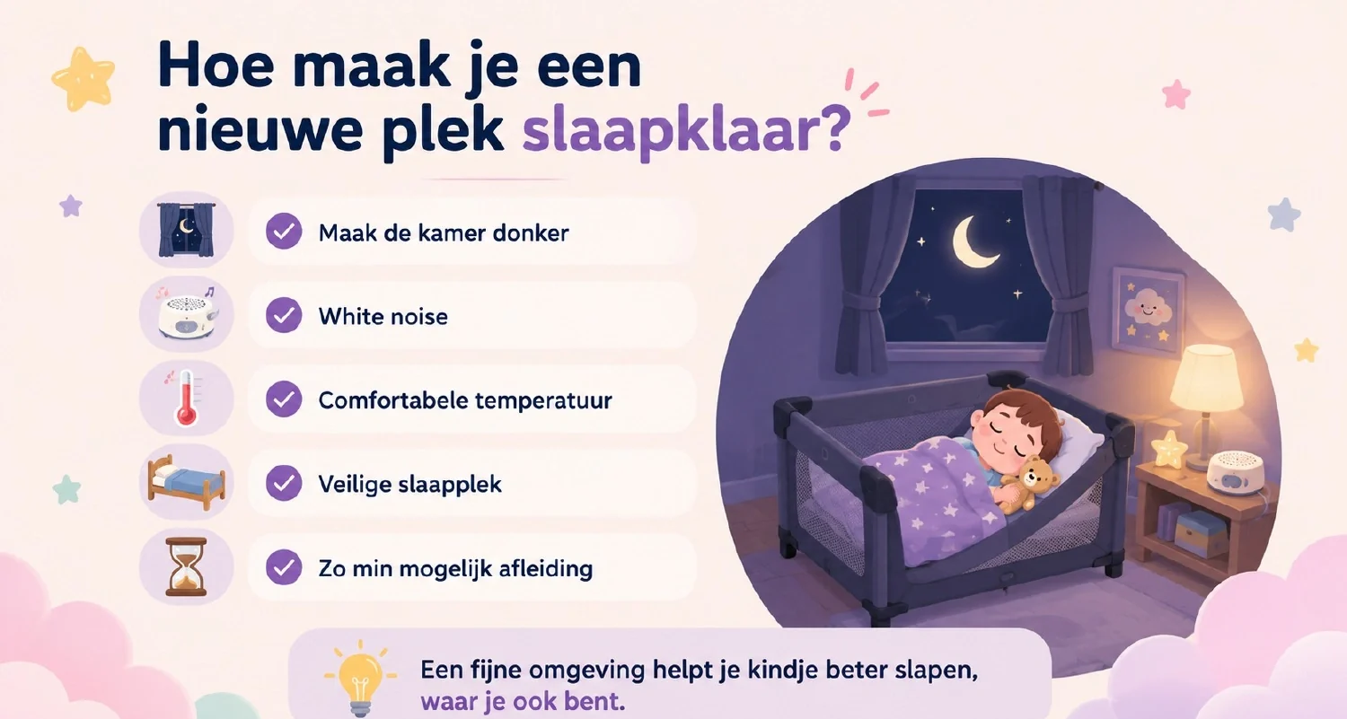 Slide uit de cursus met vijf stappen om een nieuwe slaapplek klaar te maken voor je kindje.